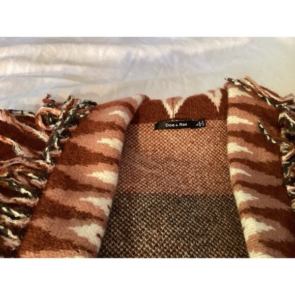 NEW DOE & RAE SOFT WARM AZTEC SWEATER CARDIGAN - OPEN FIT & stretchy‎ Sz- L - Picture 3 of 7